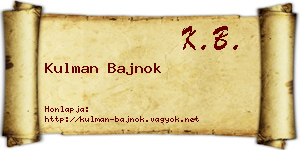 Kulman Bajnok névjegykártya